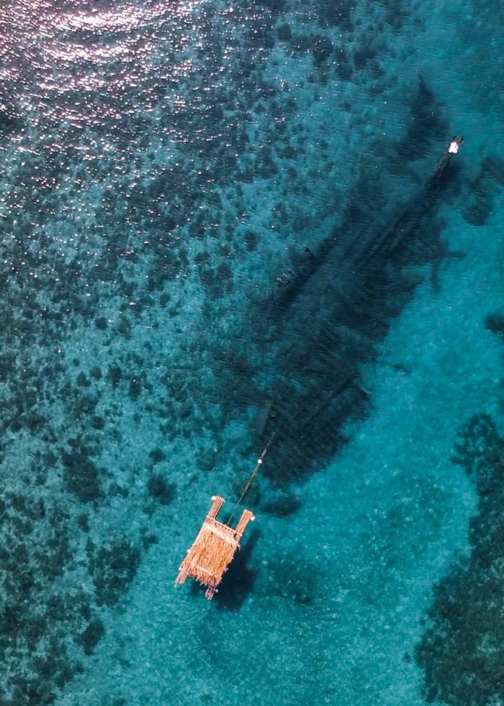 Aerial shot of the shipwreck
